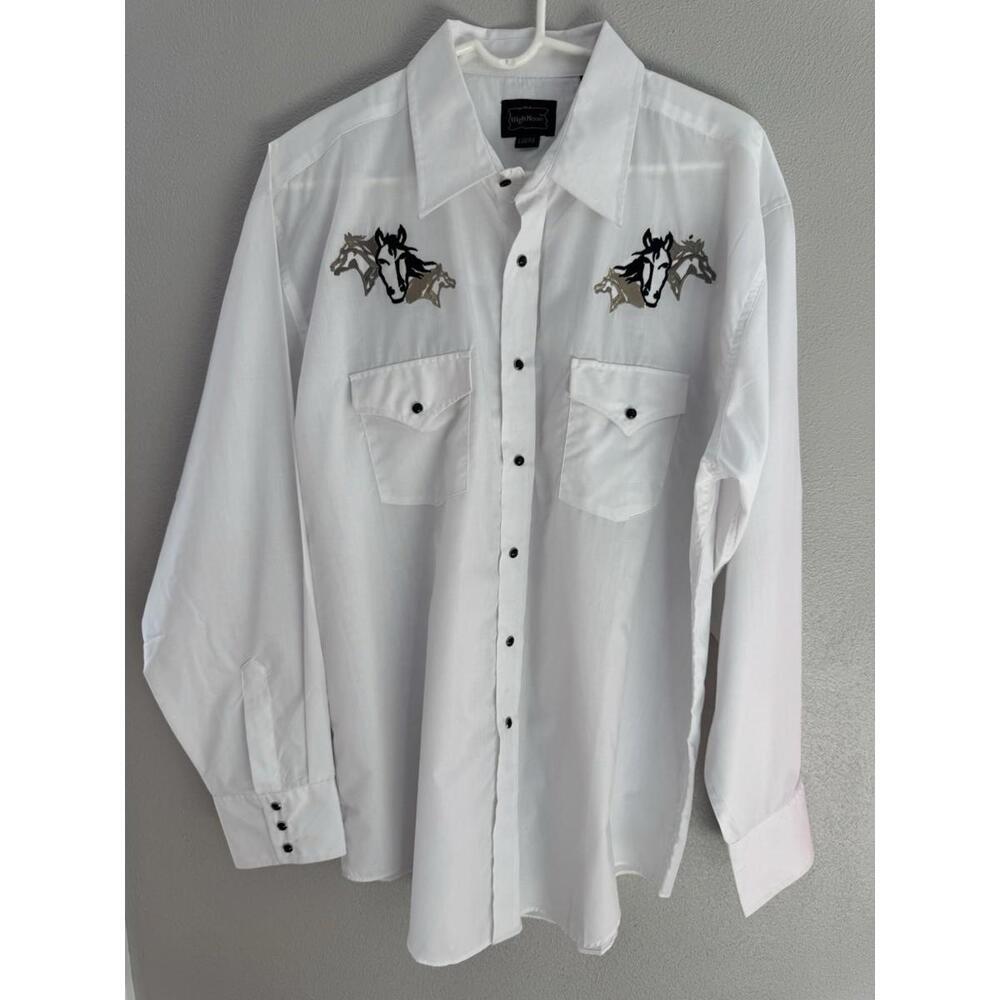 High Noon Horse Western Pearl‎ Snap Shirt Size Large